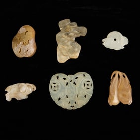 6 Carved Chinese Jades & Hardstones
