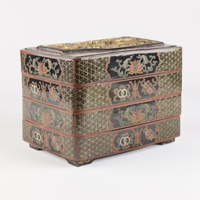 20th c. Chinese Lacquer Tiered Food Box