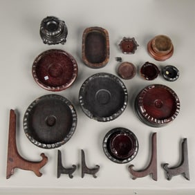 Large Group Carved Chinese Wooden Stands