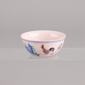 Chinese Pink Porcelain Chicken Cup