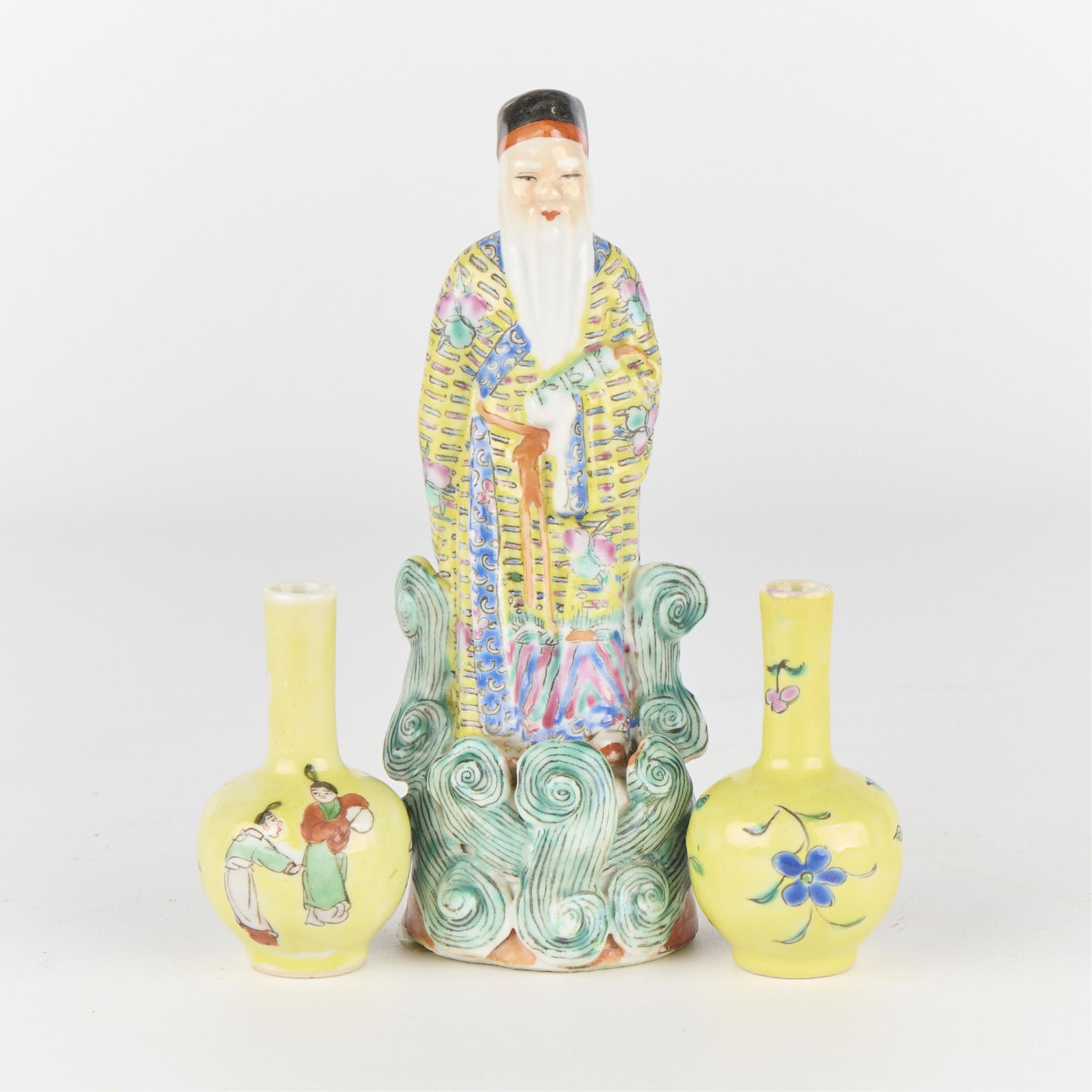 3 Pcs Chinese Porcelain Incl. Lohan Figurine (1 of 3)
