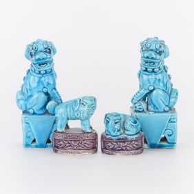 4 Chinese Porcelain Foo Dog & Elephant Sculptures
