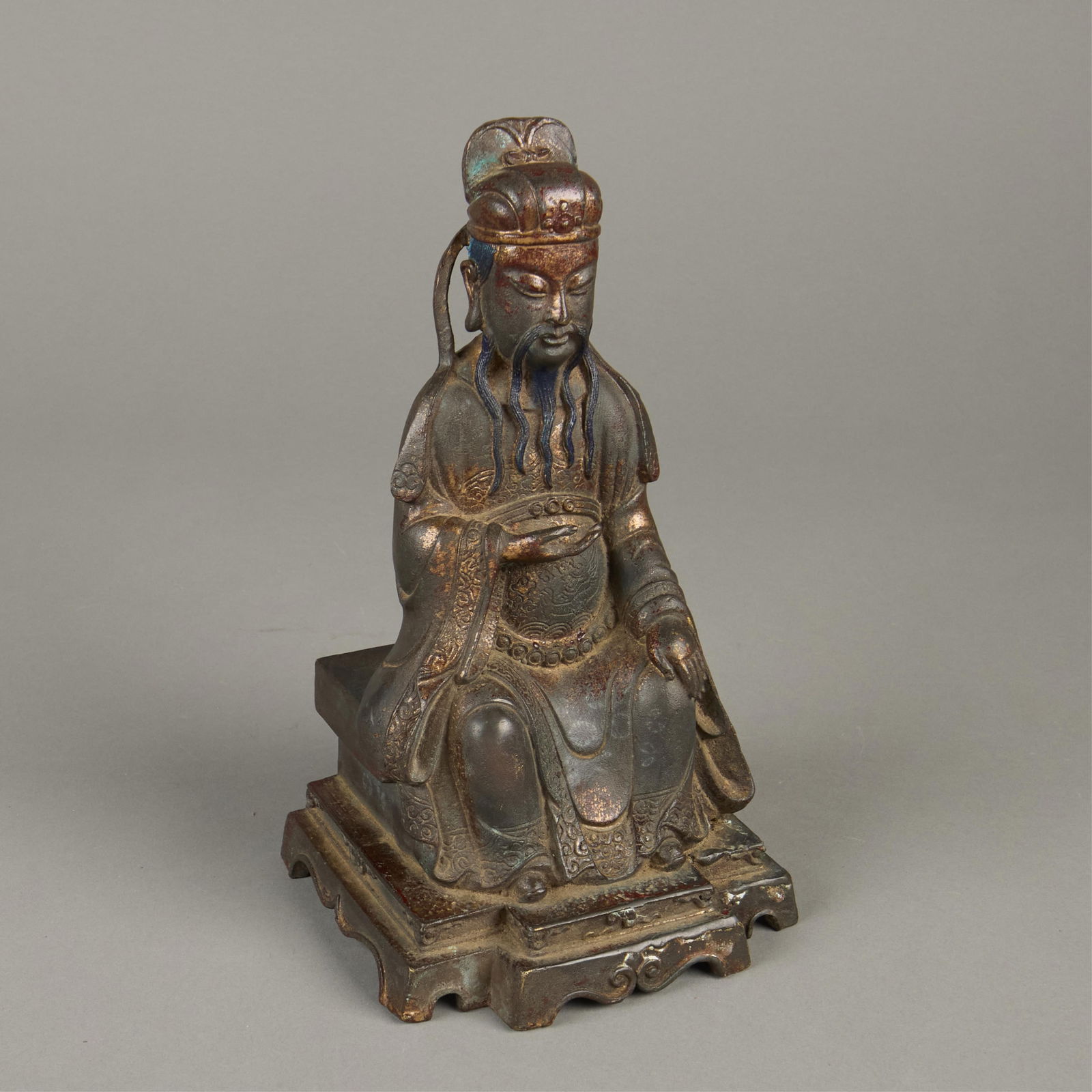 Chinese Bronze Seated Immortal Figure (1 of 3)