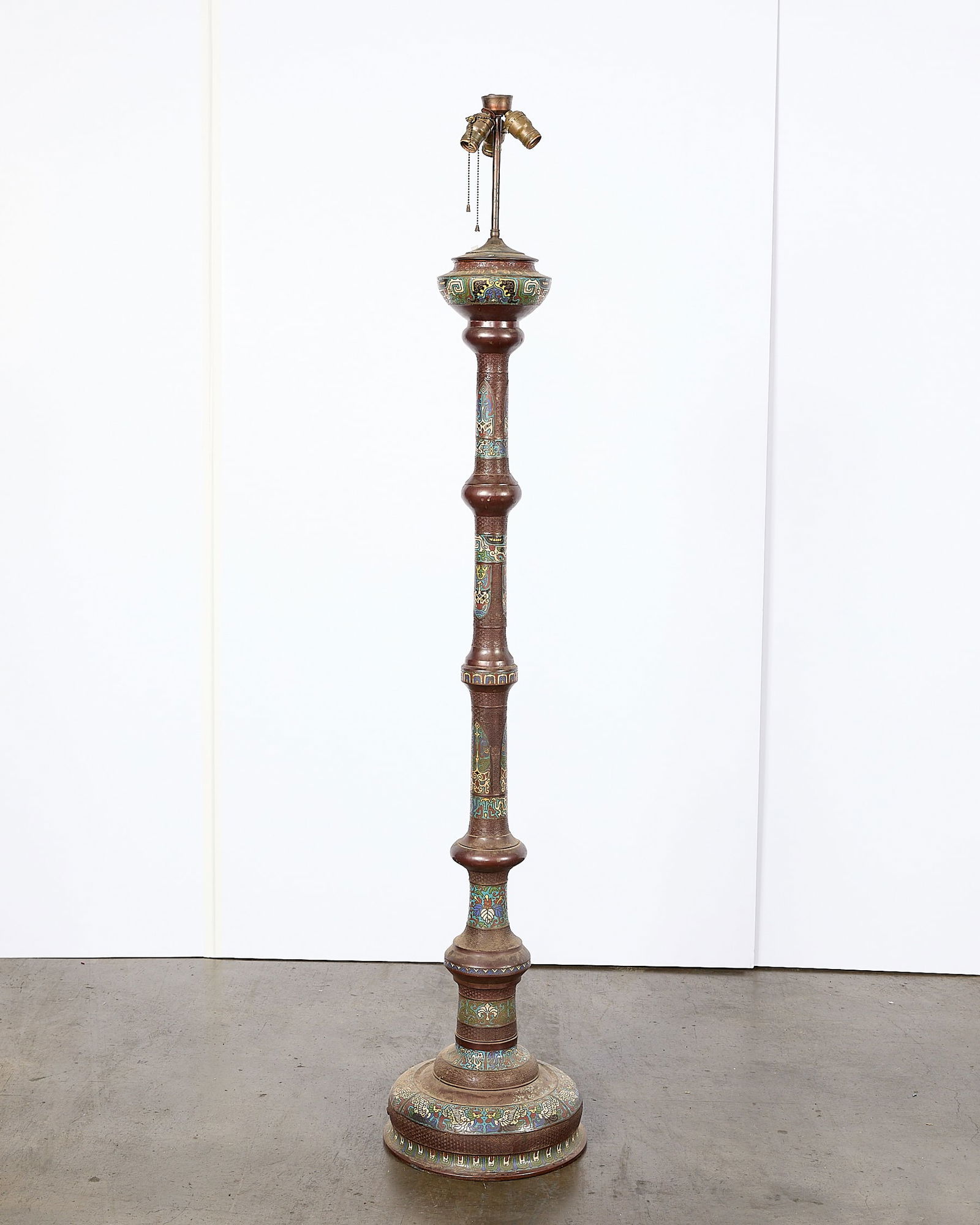 Antique Chinese Champleve Cloisonne Lamp Base (1 of 4)