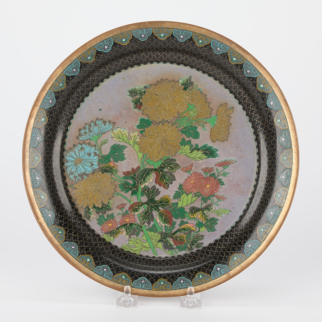 Chinese Cloisonne Chrysanthemum Tripod Plate (1 of 4)