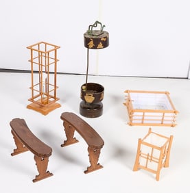 Grp Assorted Japanese Lamp Parts