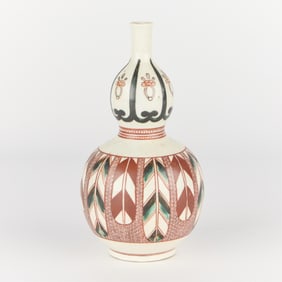 Japanese Kutani Ware Ceramic Double Gourd Vase