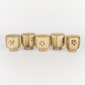 5 Japanese Studio Pottery Tea Cups
