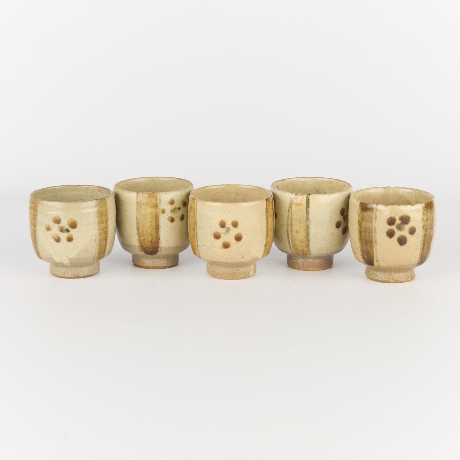 5 Japanese Studio Pottery Tea Cups (1 of 5)
