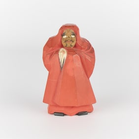 Japanese Carved Wooden Daruma Doll