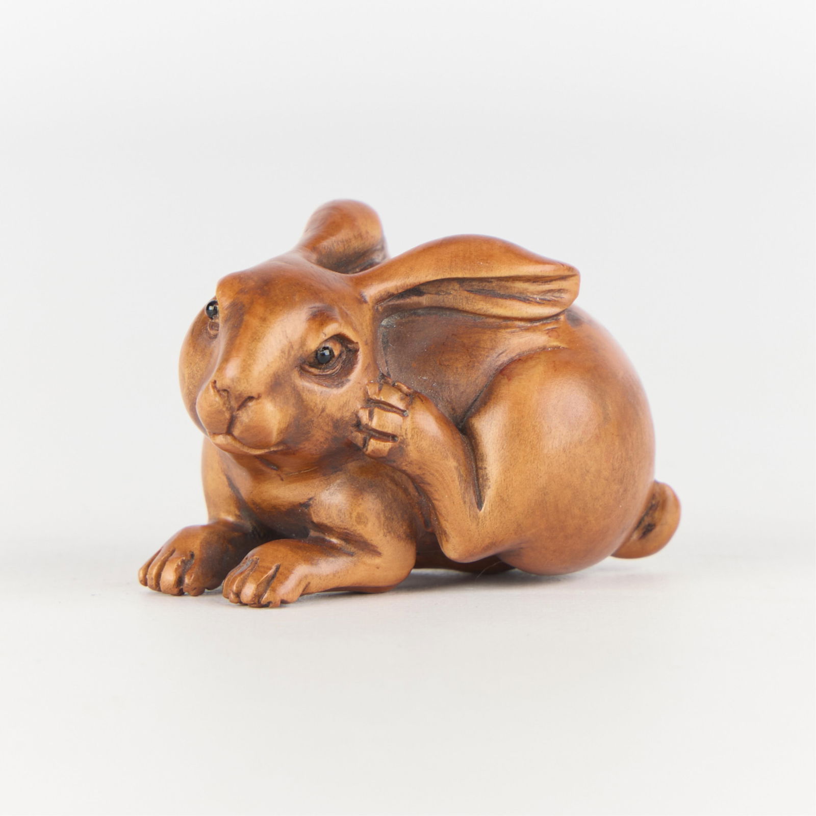 Japanese Hand-Carved Boxwood Rabbit Netsuke (1 of 5)