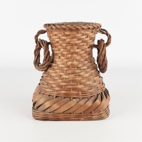 Japanese Bamboo Woven Ikebana Floral Basket