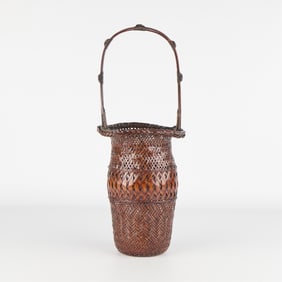 Tall Japanese Woven Ikebana Floral Basket