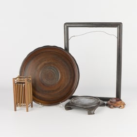 5 Asian Carved Wooden Antique Objects