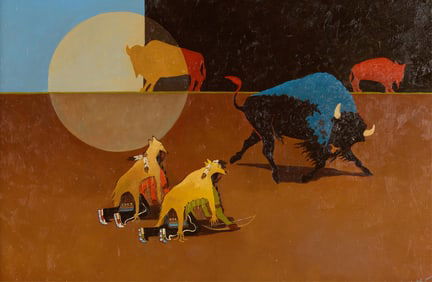 Joe Geshick Miskakeebaneesh "Buffalo" O/C Painting