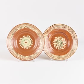 2 Mexican Tlaquepaque Bandera Redware Bowls