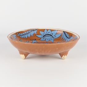 Mexican Folk Art Tlaquepaque "Fantasia" Pottery Tripod Bowl
