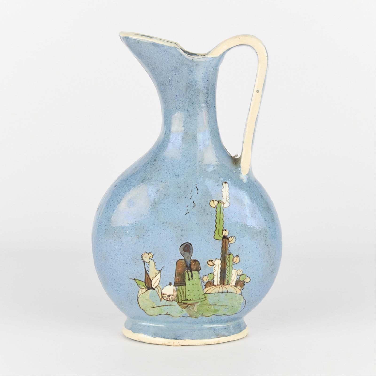 Mexican Folk Art Blue Tlaquepaque Pitcher (1 of 4)