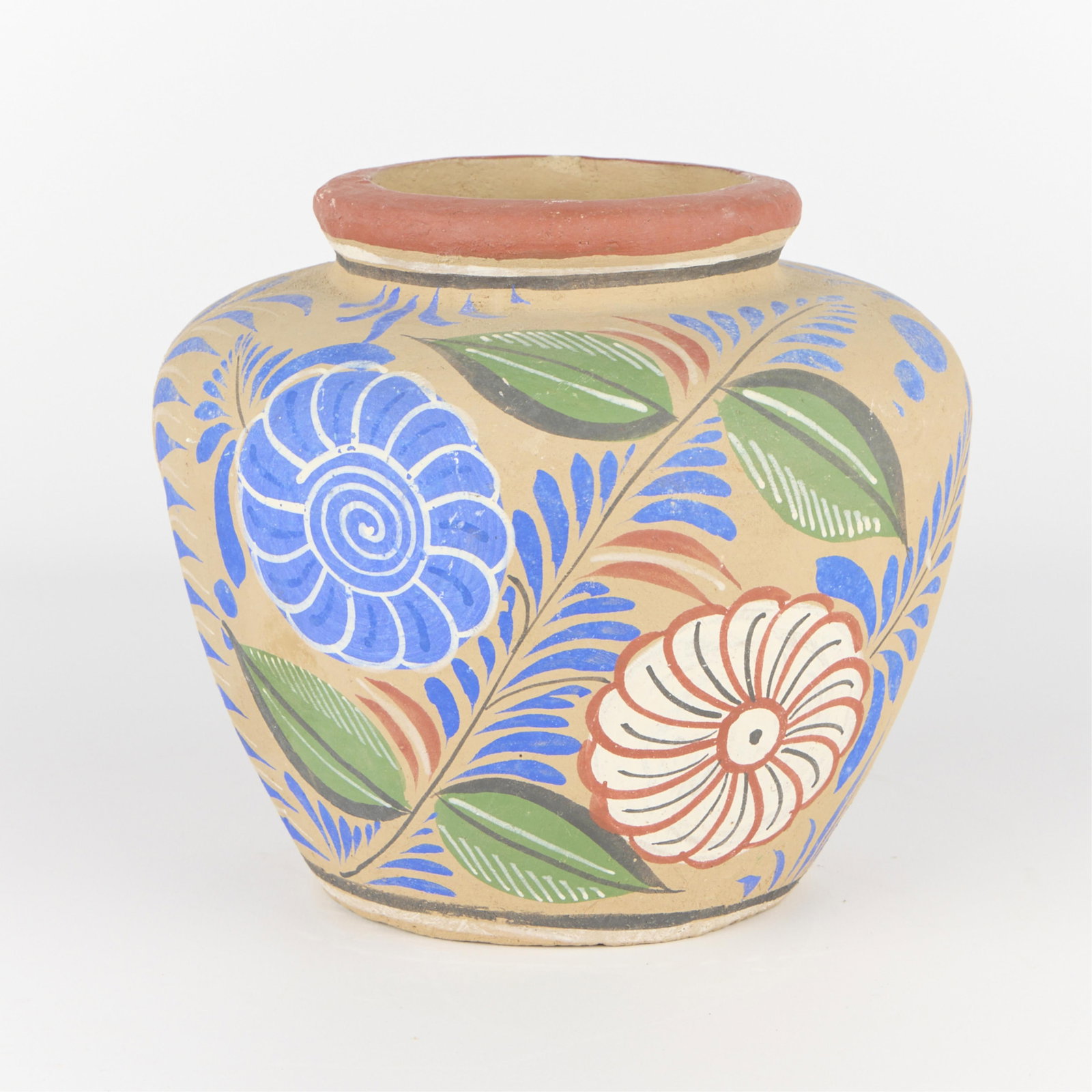 Mexican Folk Art Opaco Tonala Pottery Vase (1 of 4)