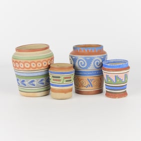 4 Mexican Opaco Tonala Pottery Vases