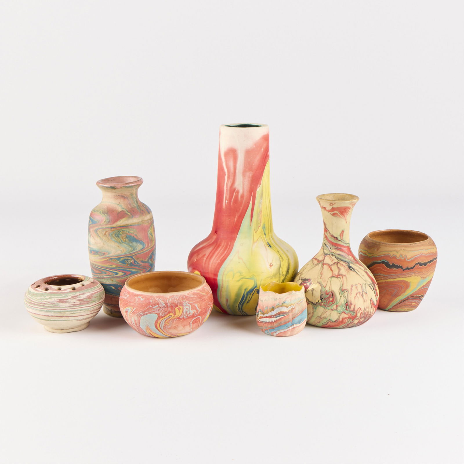 8 Art Pottery Swirl Vessels - Incl. Nemadji, Rainbow, & More (1 of 4)