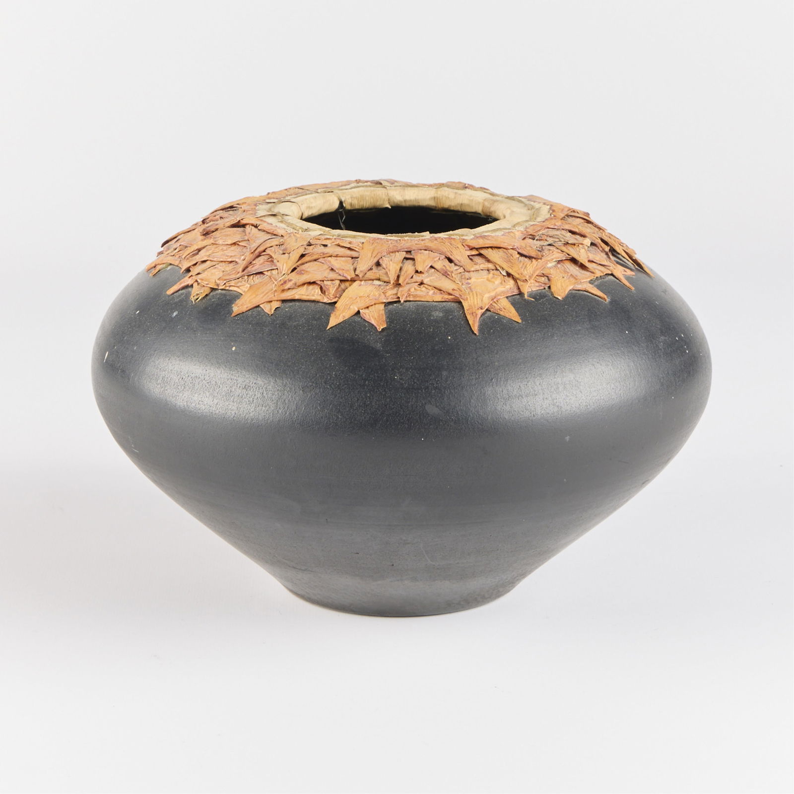 Signed Adcock "Dracena" Smoke-Fired Ceramic Vase (1 of 4)