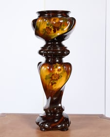 Antique Ceramic Weller Jardinere & Stand