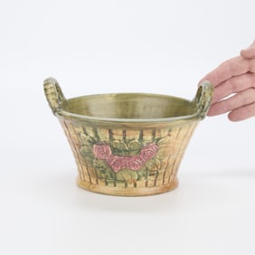 Vintage Weller Pottery "Flemish" Rose Basket Pot