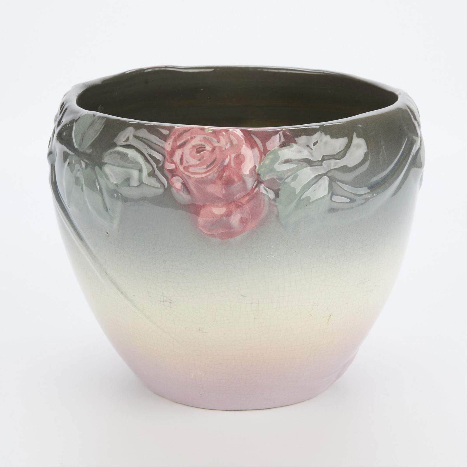 Large Weller Art Pottery Etna Rose Jardiniere Pot (1 of 6)