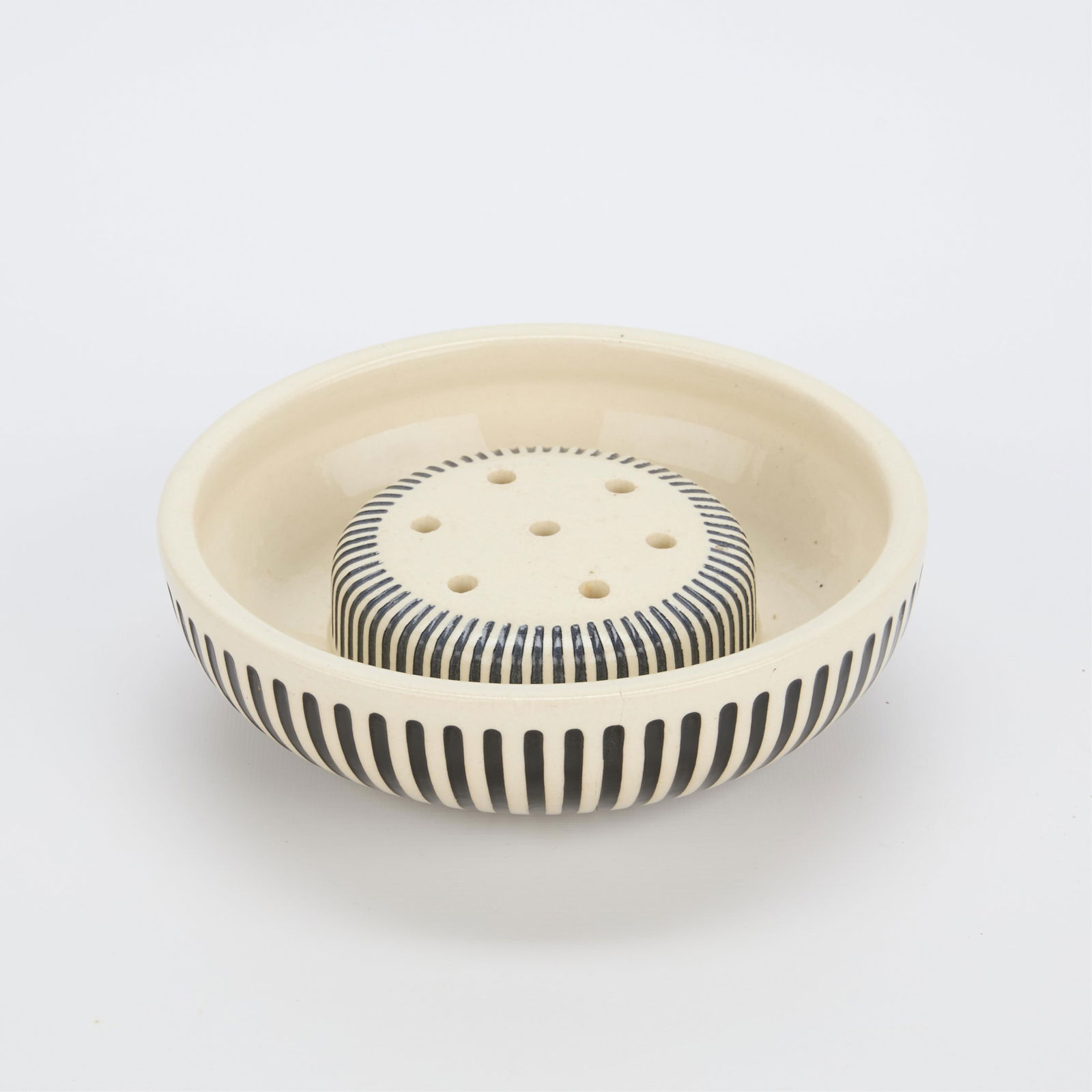 Vintage Weller Pottery Striped Bowl w/ Flower Frog (1 of 8)