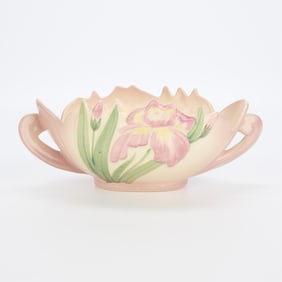 Large Camark Pink Iris Art Pottery Console Bowl