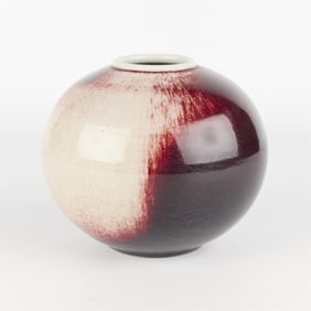 Studio Pottery Porcelain Oxblood Glazed Vase
