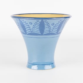 Anton Lang Studio Ceramic Trumpet Blue Vase