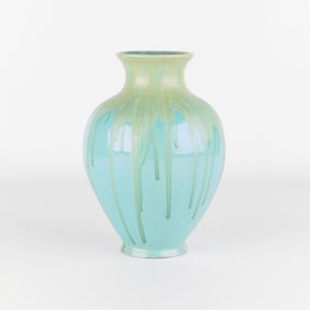 Anton Lang Studio Ceramic Flambe Drip Glaze Vase