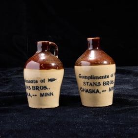 Pair Ceramic Chaska MN Mini Jugs