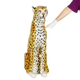 Large MCM Style Ceramic Cheetah Sculpture