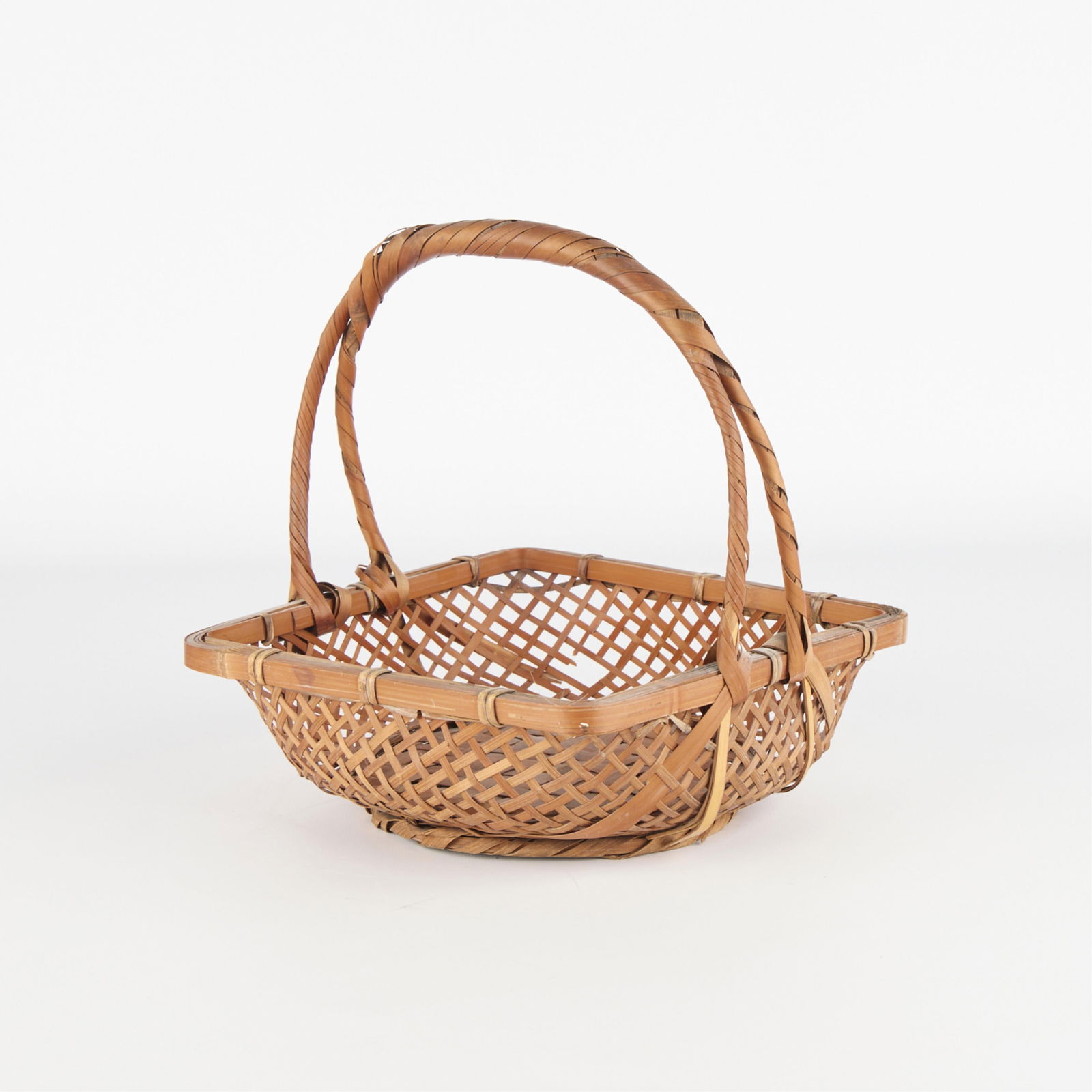 Square Japanese Bamboo Woven Ikebana Floral Basket (1 of 4)