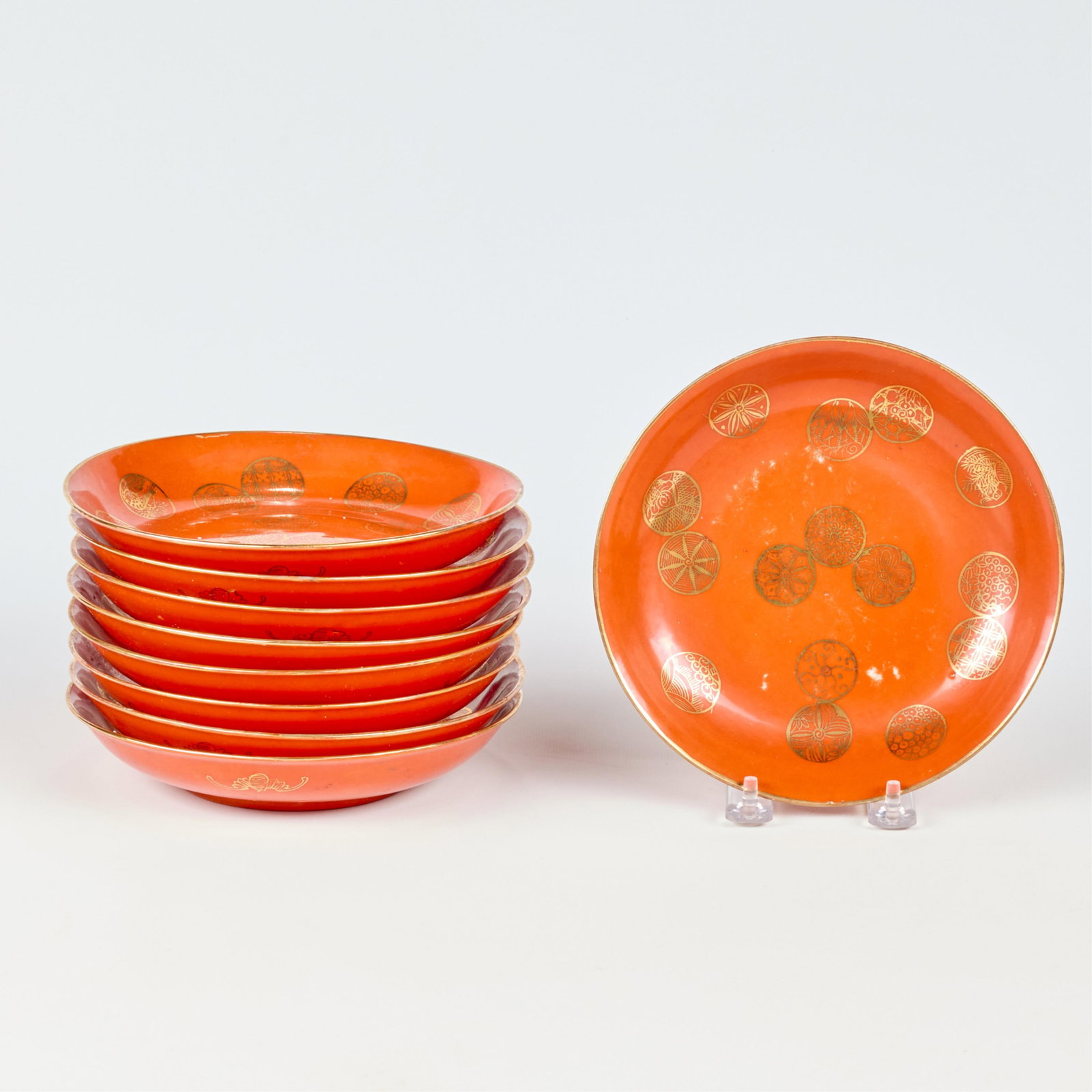 9 Chinese Porcelain Gilt Plates (1 of 5)