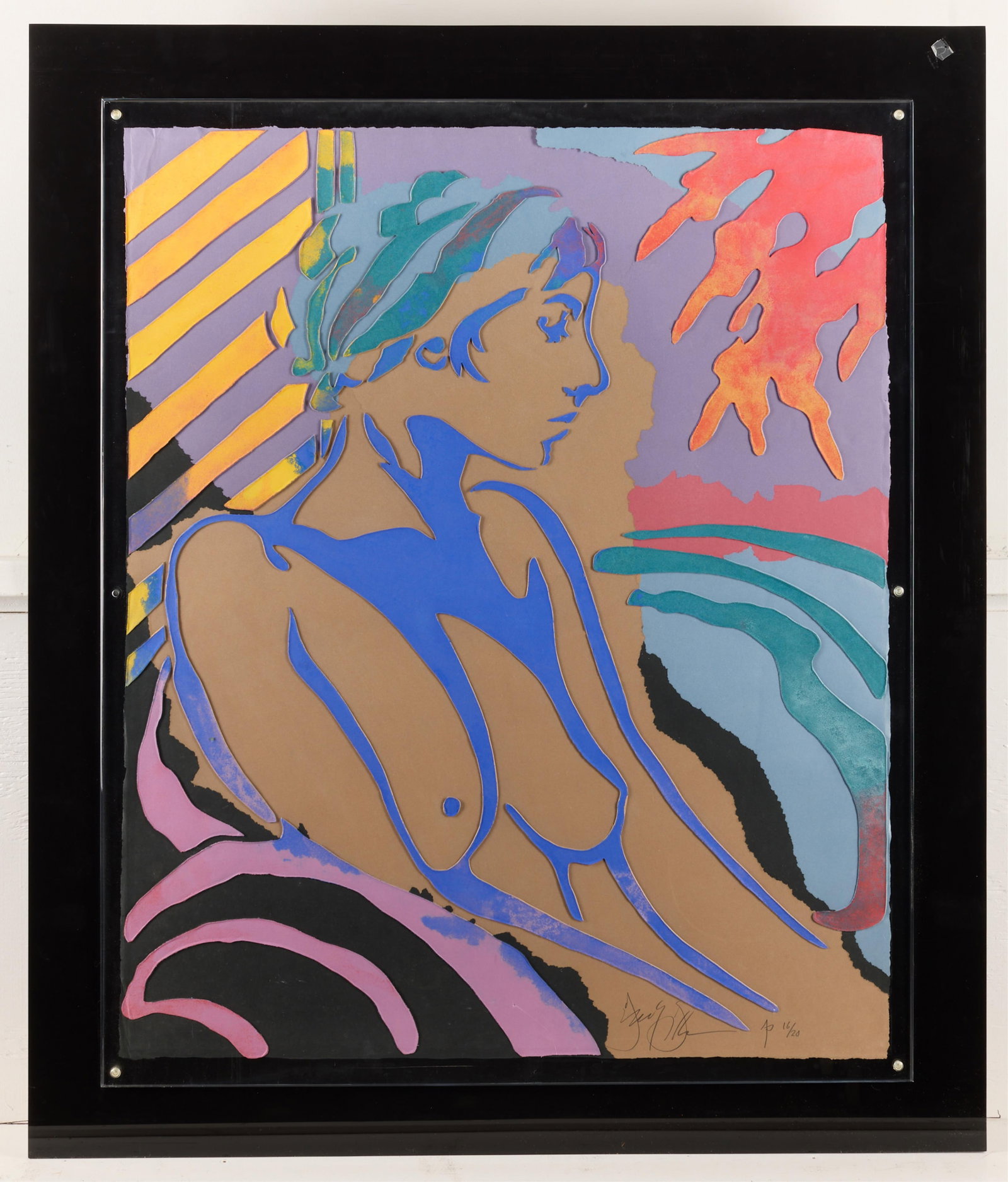 Frank Gallo "Persephone I" Cast Paper: Cast paper in vibrant colors titled "Persephone I," depicting a nude woman. Pencil signed and numbered 16/20 along the lower right.Height: 46 1/4 in x width: 39 in x depth: 3/4 in.
