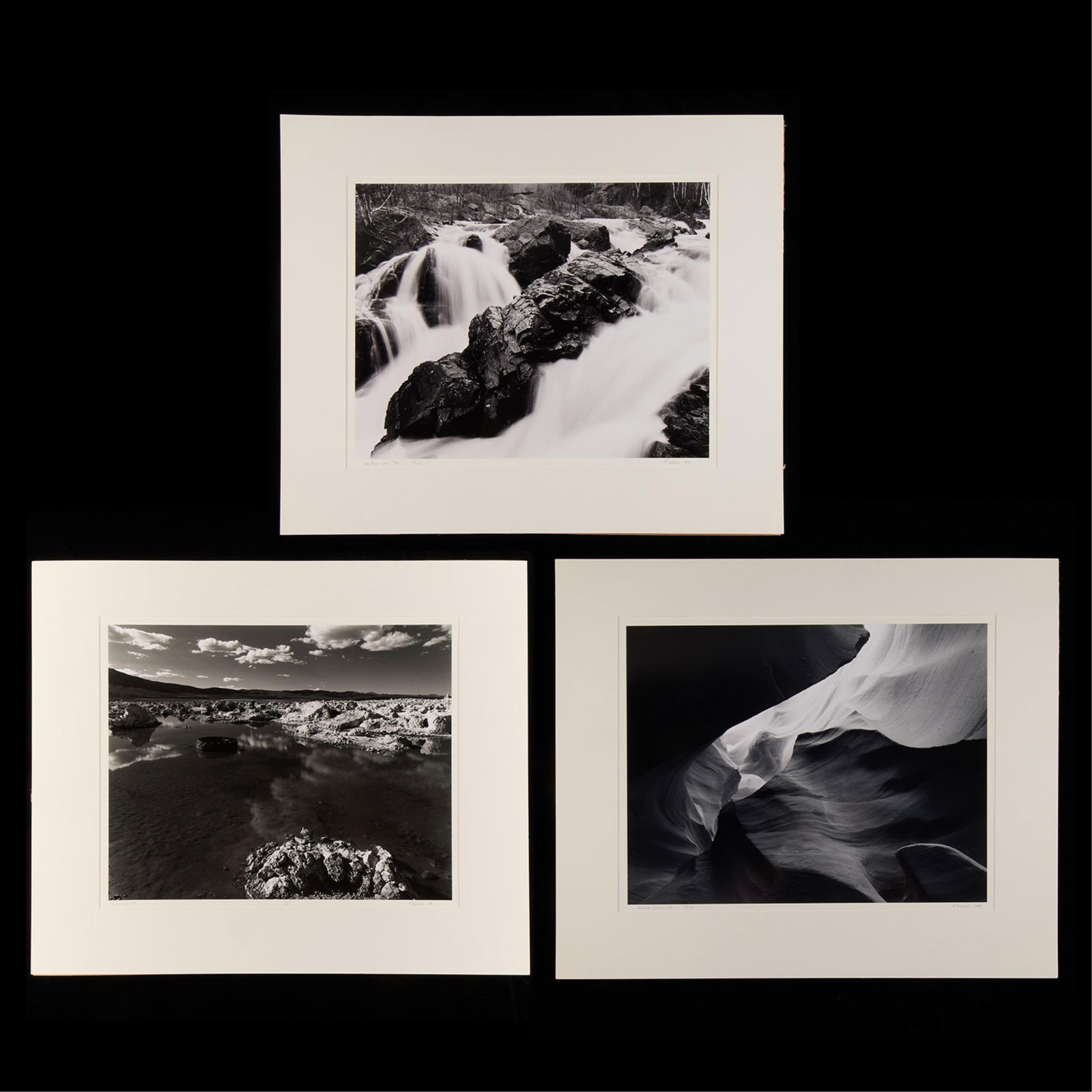 3 Thomas Strand Wildlife & Landscape Photographs: Including "Jay Cooke State Park, numbered 3/175, and dated 1990; "Antelope Canyon, AZ," numbered 9/175, dated 1988; and "Mono Lake, CA," numbered 1/50, and dated 1988. Each pencil signed. (Each)