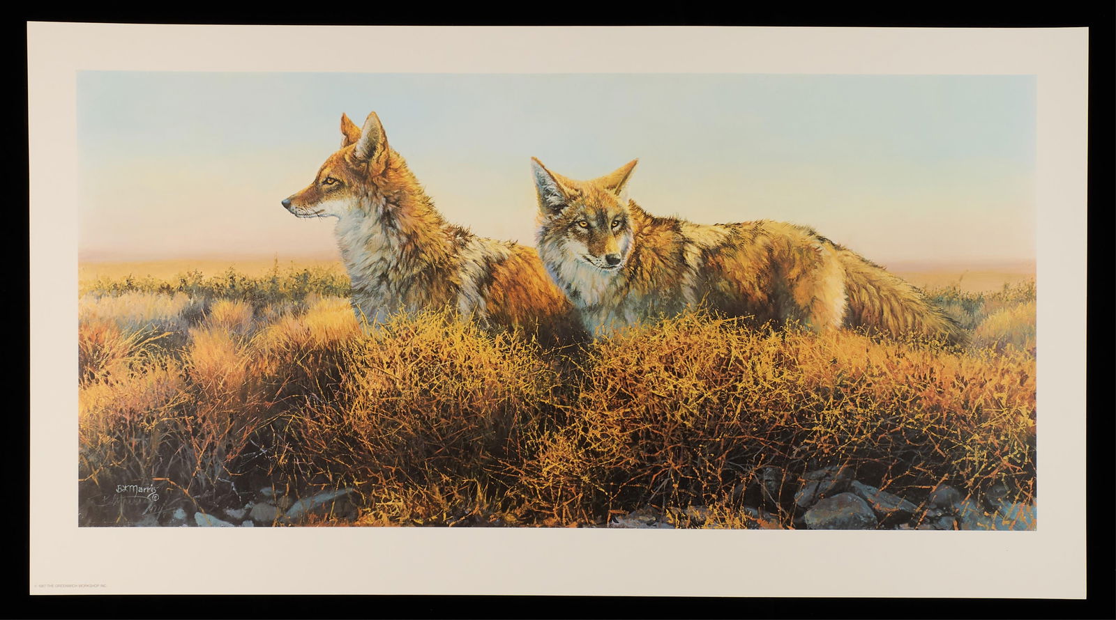 Bonnie Marris "Desperados" Lithograph S/N: Signed and numbered 477/850 along the lower left. With original Greenwich Workshop slip. Height: 23 1/2 in x width: 36 1/2 in.