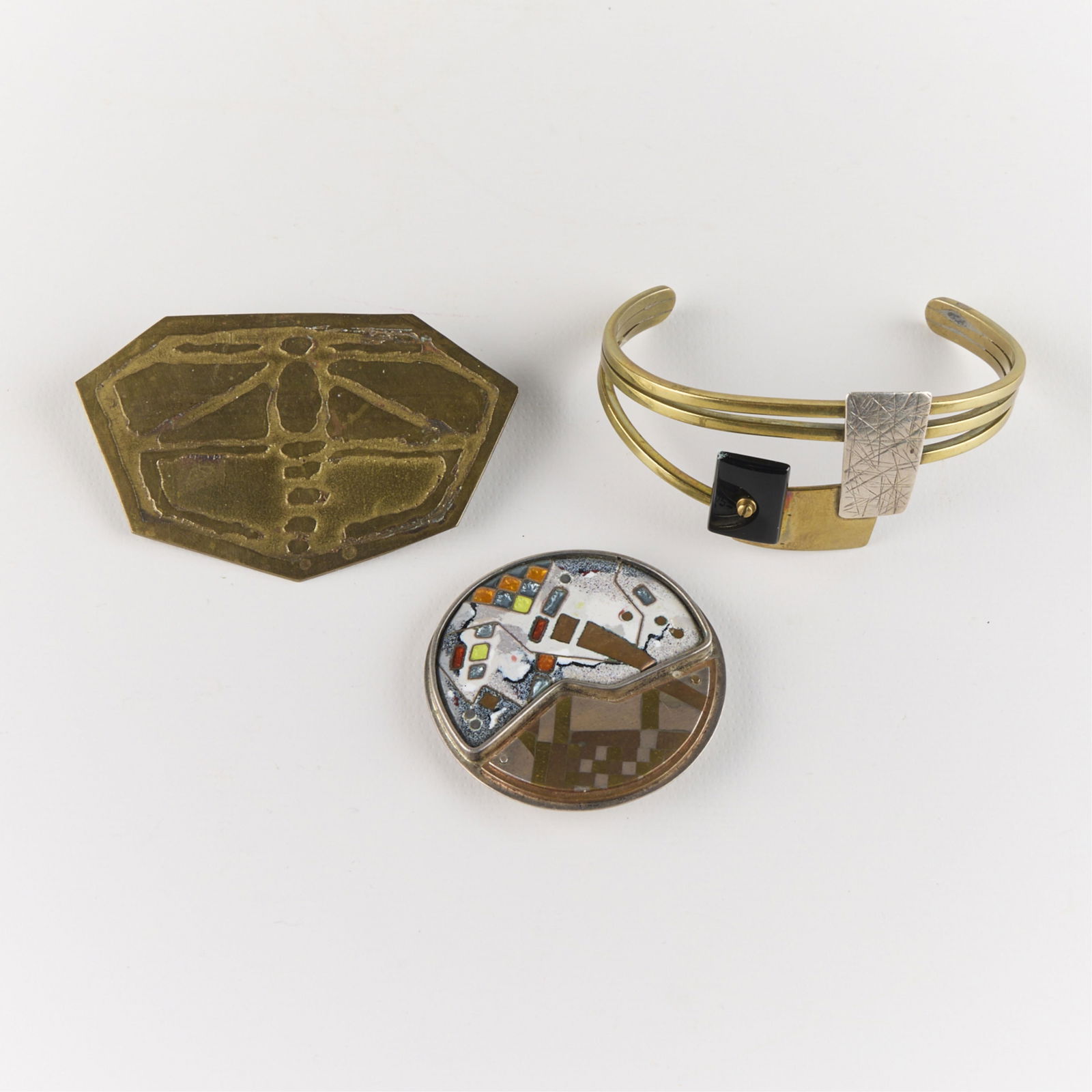 3 Pcs Vintage Sterling & Other Modernist Jewelry (1 of 3)