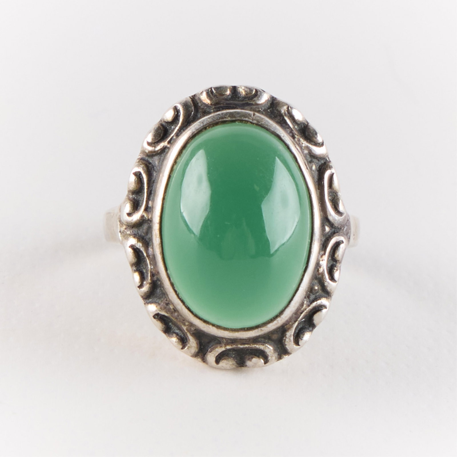 Silver Green Gemstone Ring (1 of 4)