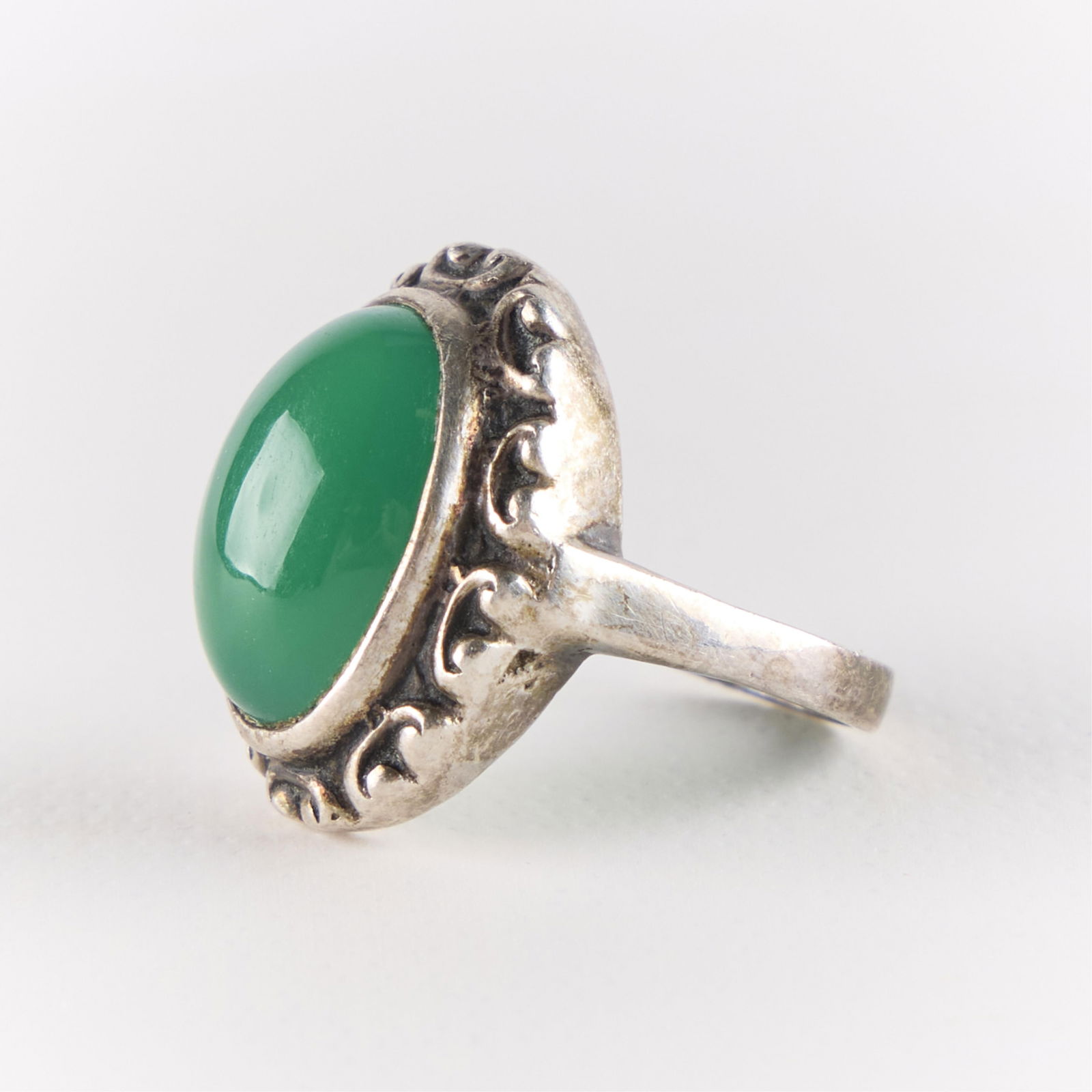 Silver Green Gemstone Ring - 4