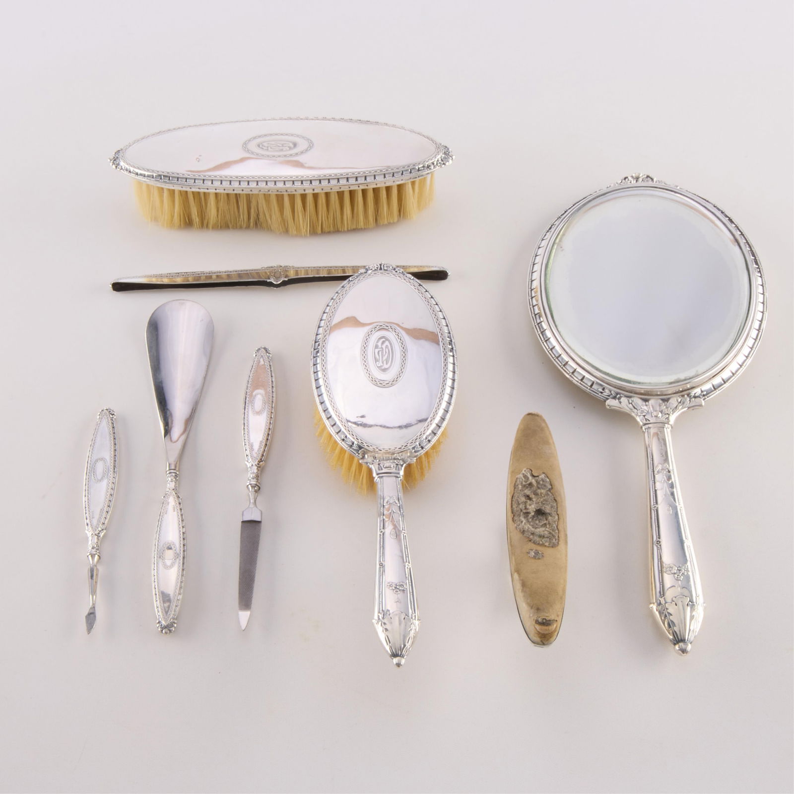 8 pcs Sterling Silver Mongrammed Dresser Set - 786 g (1 of 5)