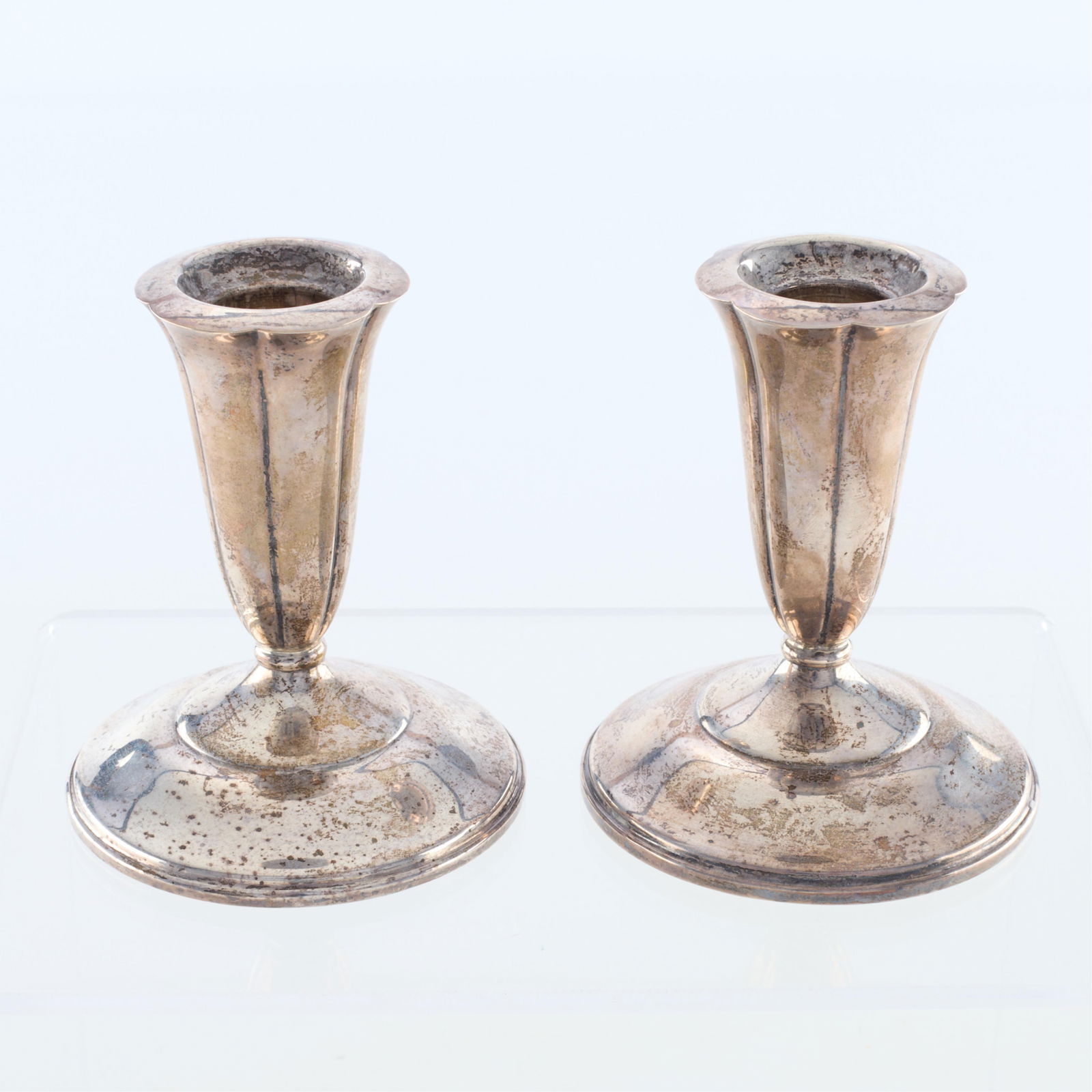 Pr Cartier Sterling Silver Weighted Candlesticks - 672.8 g (1 of 8)
