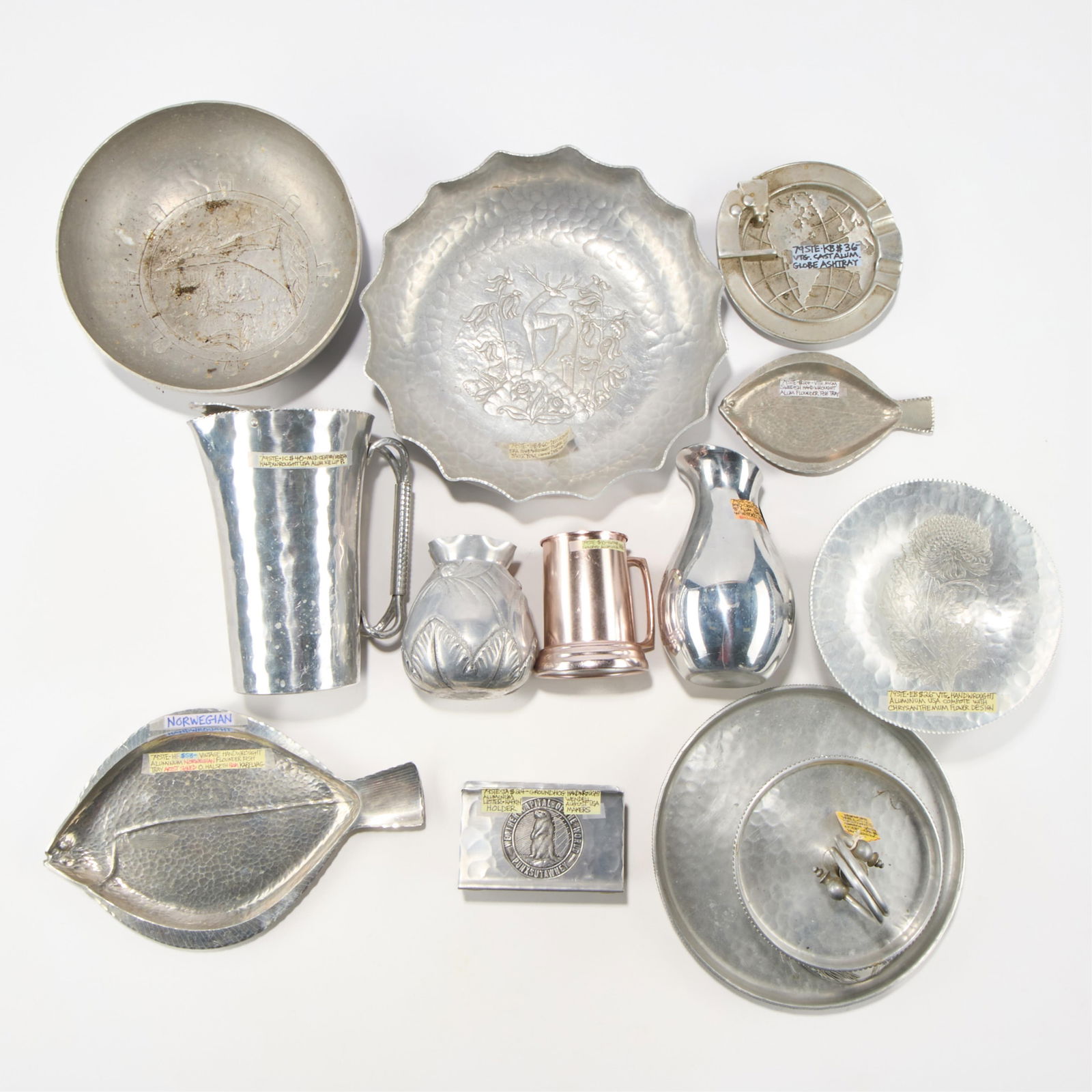 12 pcs Vintage Aluminum Tableware & Serving Items - 9 lbs 4 oz (1 of 4)