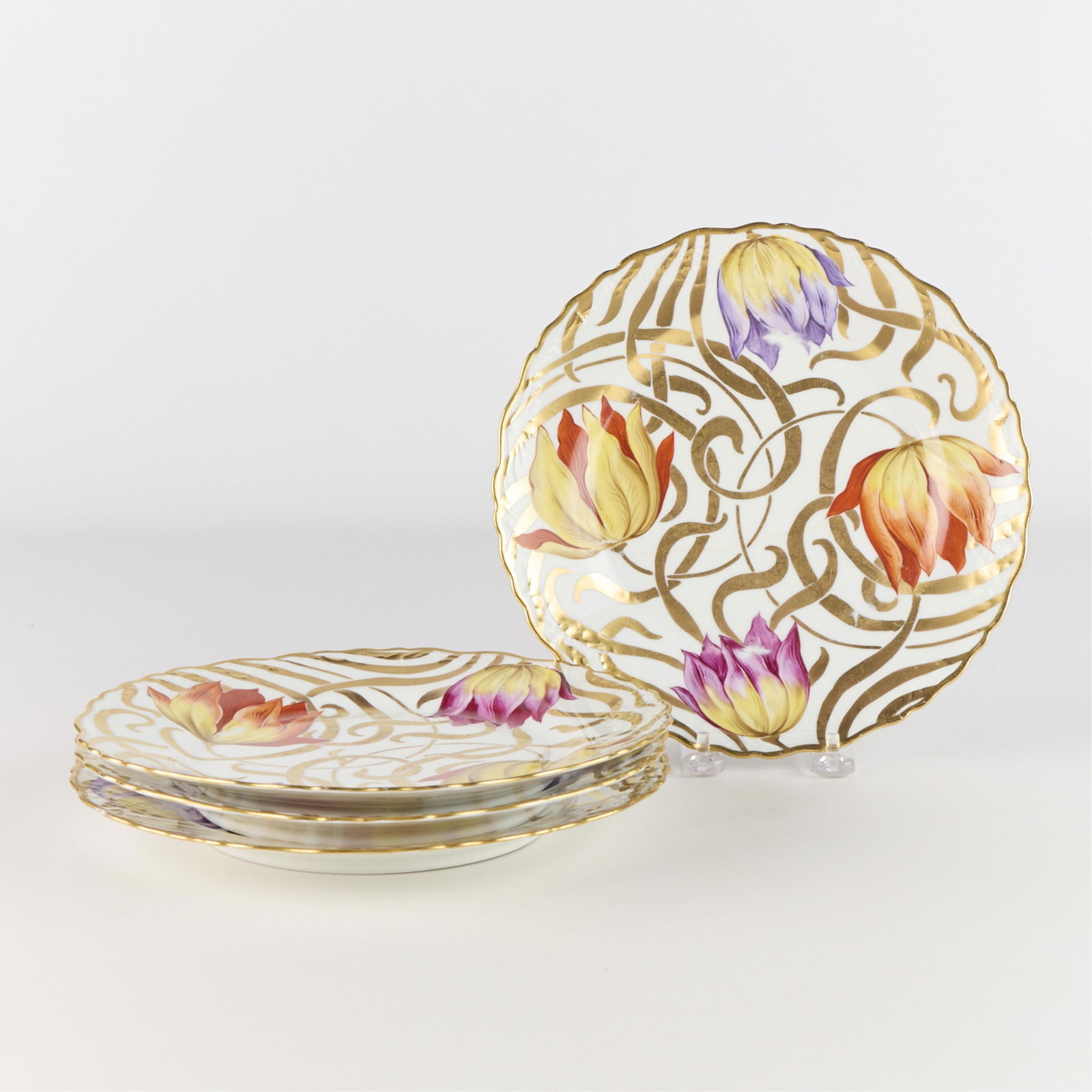 4 Saxe Tulip Plates - Damaged (1 of 4)