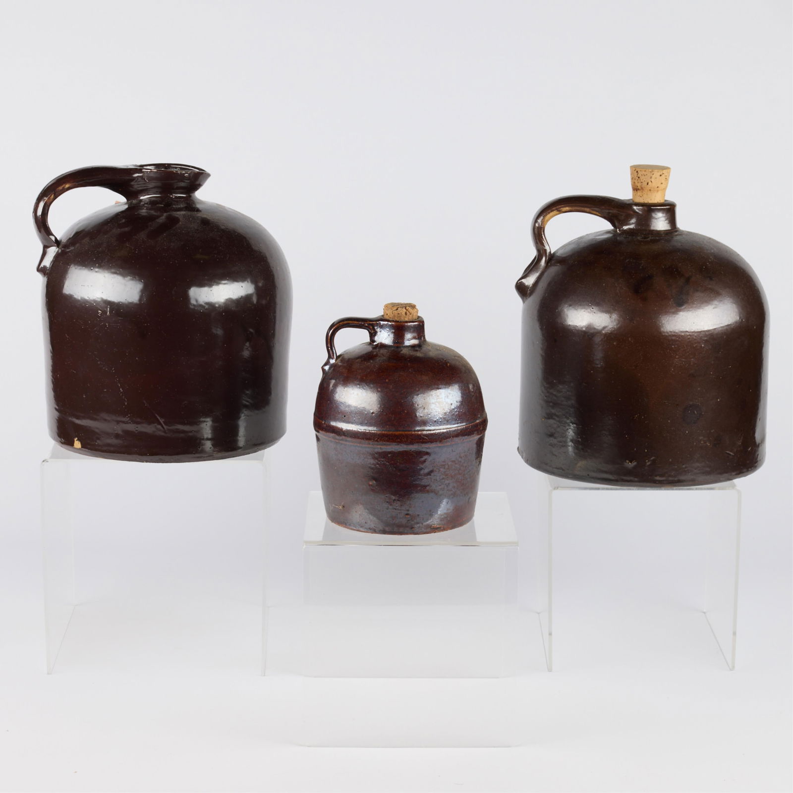 3 Antique American Albany-Slip Stoneware Jugs (1 of 8)
