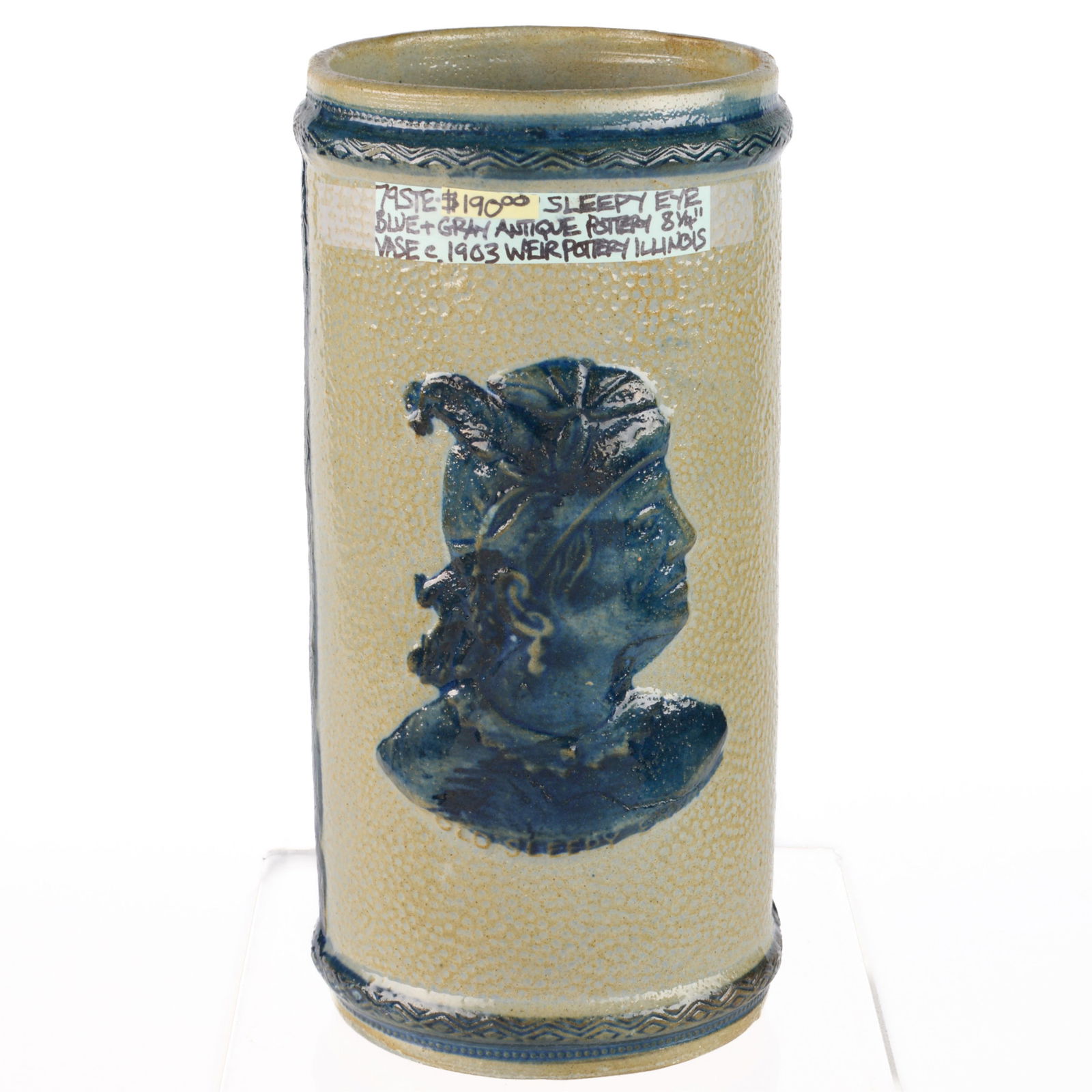 1903 Weir Pottery "Old Sleepy Eye" Stoneware Vase (1 of 3)